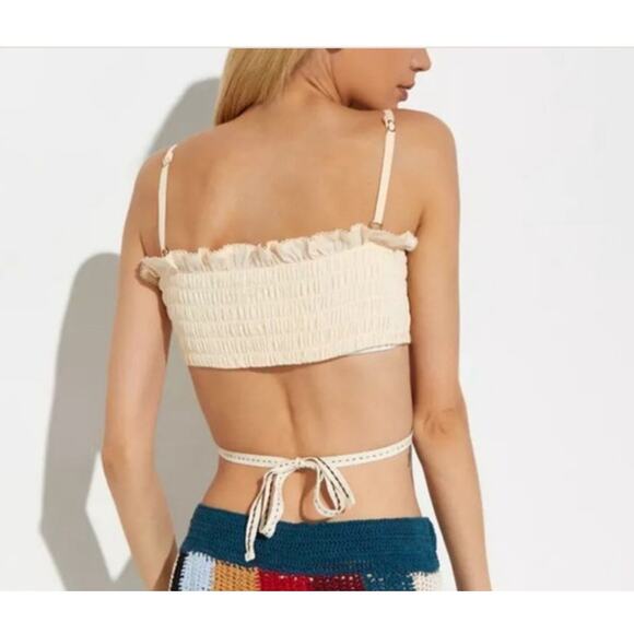 Agua Bendita Amari Kaan Ruched Crop Top Cutout Wrap Style Women’s XS - Picture 3 of 10